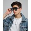 Bsreyeop Retro Aviator Sunglasses for Women Men Classic 70s Vintage Shades Trendy Big Frame Design (Black Frame/Grey Lens A1) view 3