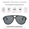 Bsreyeop Retro Aviator Sunglasses for Women Men Classic 70s Vintage Shades Trendy Big Frame Design (Black Frame/Grey Lens A1) view 4