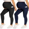 Fotociti 2/3/4 Pack Maternity Leggings With Pockets Over The Belly,Womens Pregnancy Workout Yoga Active Soft Tights Pants view 1