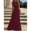 QXQYGRZ Womens Empire Waist Bridesmaid Prom Dress Long Cocktail Dresses Sleeveless Flowy Evening Gown Maxi Dress Wine Red view 2
