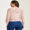 Allegra K Lace Jackets for Women's Stand Collar Zip Up Lightweight Gothic Sheer Baseball Jacket X-Large Pink view 2