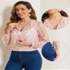 Allegra K Lace Jackets for Women's Stand Collar Zip Up Lightweight Gothic Sheer Baseball Jacket X-Large Pink view 4