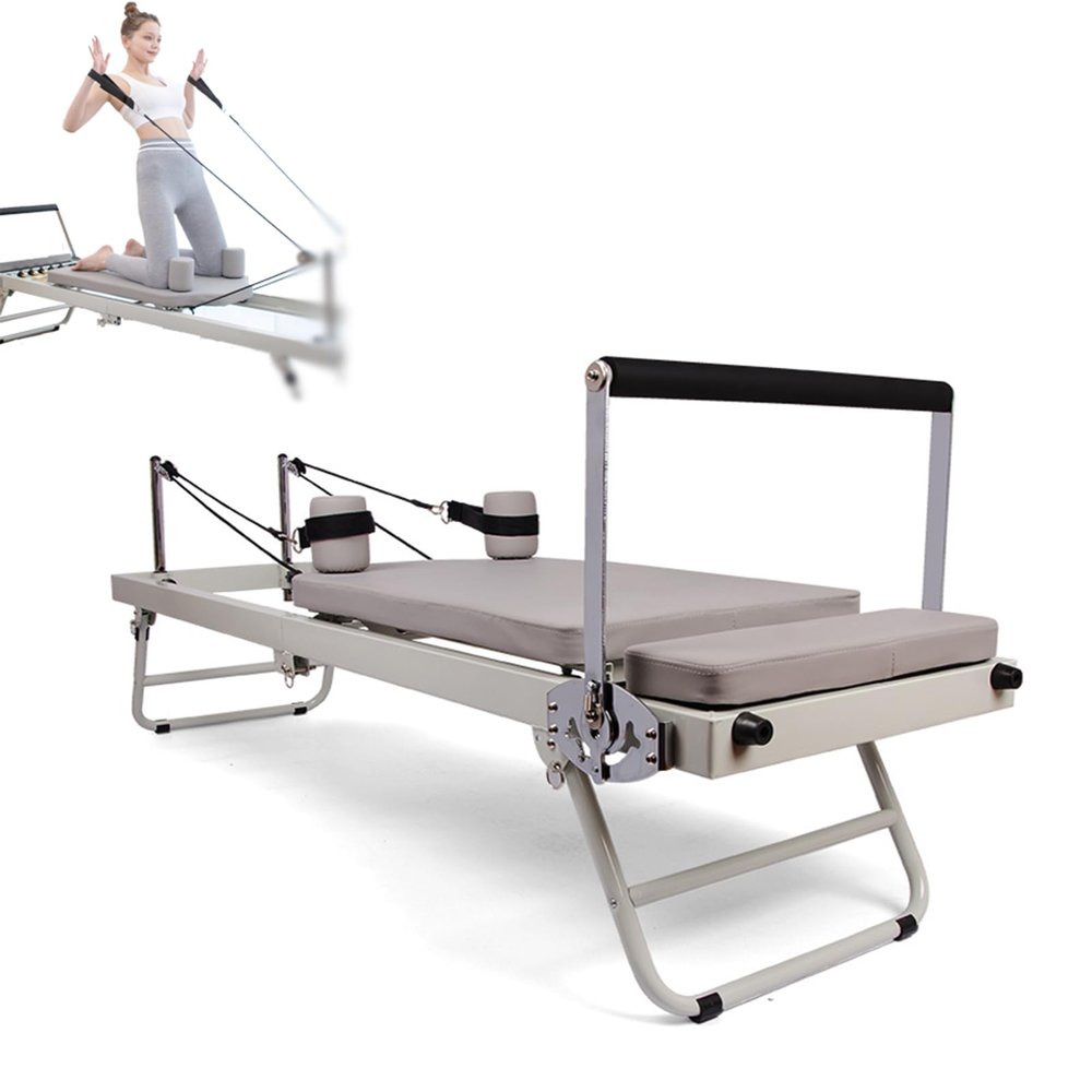 Foldable Pilates Reformer, Pilates Reformer Machine with Springs, Pilates Exercise Equipment with Jump Board for Home Workouts