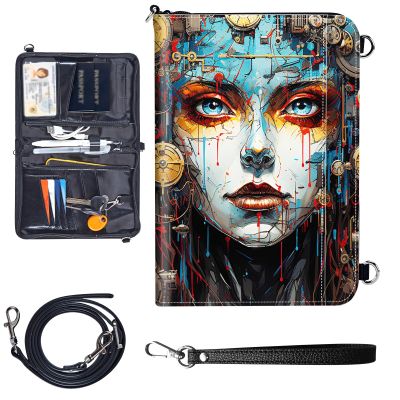 Travel Passport Wallet Passport,Family Passport Holder - Large Travel Passport Wallet Holder for Family Men Women, RFID Blocking,Lightweight Portable with Zipper Pocket,watercolors woman
