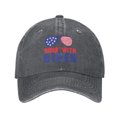 I Vote for Biden Ridin with Biden Hat Funny Cotton Washed Cowboy Baseball Cap Adjustable Unisex Dad Hats Deep Heather