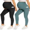 Fotociti Maternity Leggings with Pockets Over Belly Pregnancy Yoga Pants view 1
