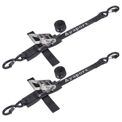 Ayaport Boat Tie Down Straps to Trailer (Stainless Steel Ratchet) 5 Feet, 4400lbs Break Strength Heavy Duty Ratchet Boats Straps, Boat Transom Trailer Accessories for Boating Safety