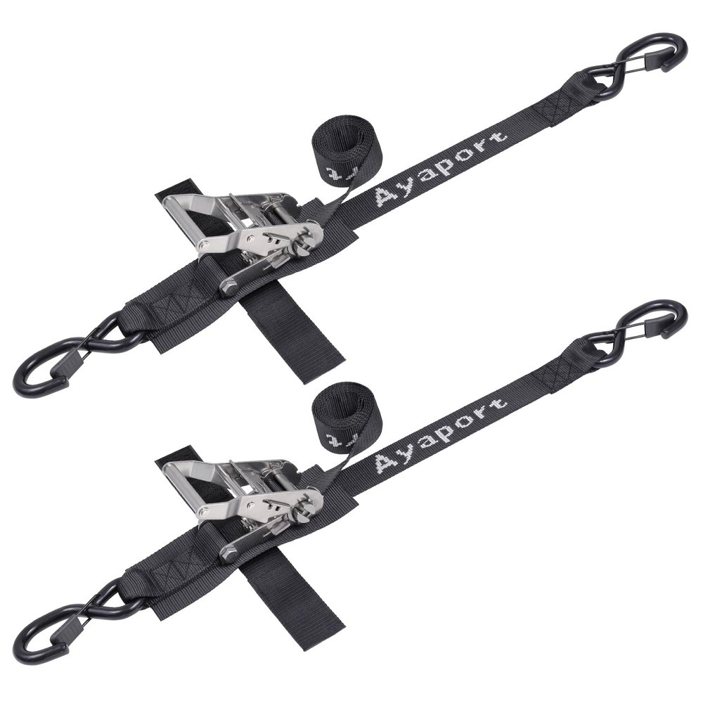 Ayaport Boat Tie Down Straps to Trailer (Stainless Steel Ratchet) 5 Feet, 4400lbs Break Strength Heavy Duty Ratchet Boats Straps, Boat Transom Trailer Accessories for Boating Safety