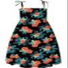 SANGTREE Girl's Hawaiian Mermaid Print Spaghetti Strap Sun Dress Summer Beach Swing Dresses, Floral-Black, US XL view 1