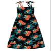 SANGTREE Girl's Hawaiian Mermaid Print Spaghetti Strap Sun Dress Summer Beach Swing Dresses, Floral-Black, US XL view 3