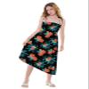 SANGTREE Girl's Hawaiian Mermaid Print Spaghetti Strap Sun Dress Summer Beach Swing Dresses, Floral-Black, US XL view 4