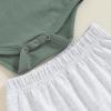 wybzd Little Brother Newborn Outfit T-Shirt Romper Top and Pants Sets Baby Coming Home Hospital Clothes Summer Clothing green 0-3 Months view 4