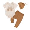 wybzd Little Brother Newborn Outfit T-Shirt Romper Top and Pants Sets Baby Coming Home Hospital Clothes Summer Clothing yellow 3-6 Months view 1
