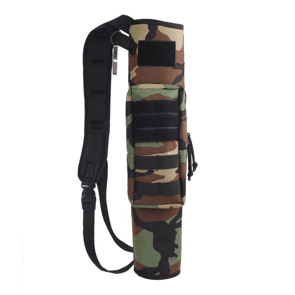 KRATARC Archery Lightweight Back Arrow Quiver Dual Use Foldable Compact Hip Arrows Bag with Molle System Pocket Hanged for Target Shooting Hunting (Woodland)
