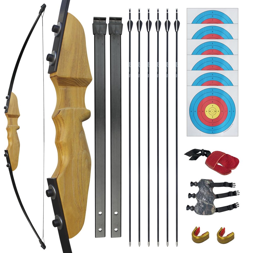 D&Q Wooden Bow and Arrow Set for Beginners Adults Youth,Handmade Wooden Bow and Arrows, Archery Bow Set Right Handed for Practice Target Game (Wood 40lb)