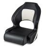 Goplus Sports Flip Up Boat Seat, Captain Bucket Seat w/Thick Sponge Bolster & Waterproof PVC Leather Upholstery, Curve Armrest & Aluminum Hinges, High Back Fishing Boat Chair (1 Pack Black & White) view 1