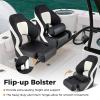 Goplus Sports Flip Up Boat Seat, Captain Bucket Seat w/Thick Sponge Bolster & Waterproof PVC Leather Upholstery, Curve Armrest & Aluminum Hinges, High Back Fishing Boat Chair (1 Pack Black & White) view 2