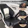 Goplus Sports Flip Up Boat Seat, Captain Bucket Seat w/Thick Sponge Bolster & Waterproof PVC Leather Upholstery, Curve Armrest & Aluminum Hinges, High Back Fishing Boat Chair (1 Pack Black & White) view 4