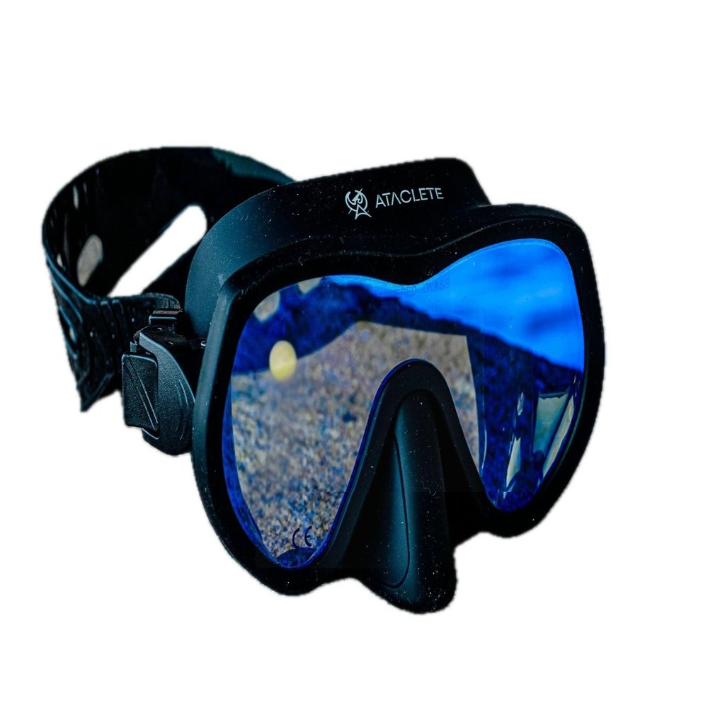 ATACLETE Phantom Dive Mask  Military-Grade Scuba Mask, Single Lens, Tempered Glass, Comfortable Silicone Skirt for Extended Use (Black) Scuba Diving Mask  Snorkeling, Free Diving and Swimming