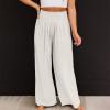 QXQYGRZ Women High Waist Palazzo Pants Summer Wide Leg Casual Lounge Pant Flowy Lightweight Beach Pant Outfits Trousers White view 3