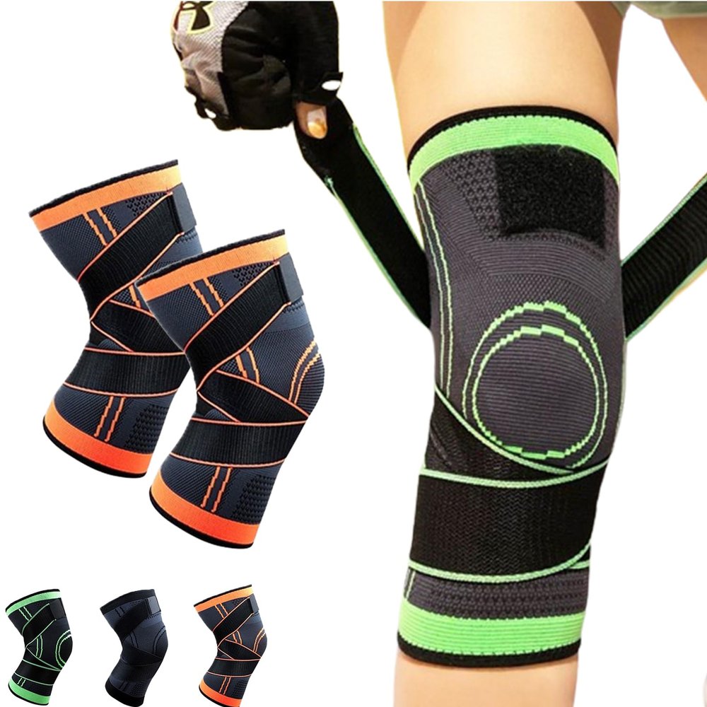 Shoyunt Hutena Rodillera Pro, Knee Compression Sleeve, Hutena Rodillera Professional Knee Brace with Pressure Strap, Knee Support for Running, Fitness (Orange,M)