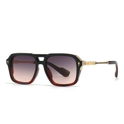 JRSMLF Sunglasses Retro Rivets Men Punk Gradient Glasses Vintage Rectangle Women Shades UV400,Black WineRed,one size