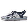 Hhhchpm Men's Wrap Toes Breathable Flat Sandals, Outdoor Beach Slip On Casual Woven Sandals (Blue,8.5) view 1