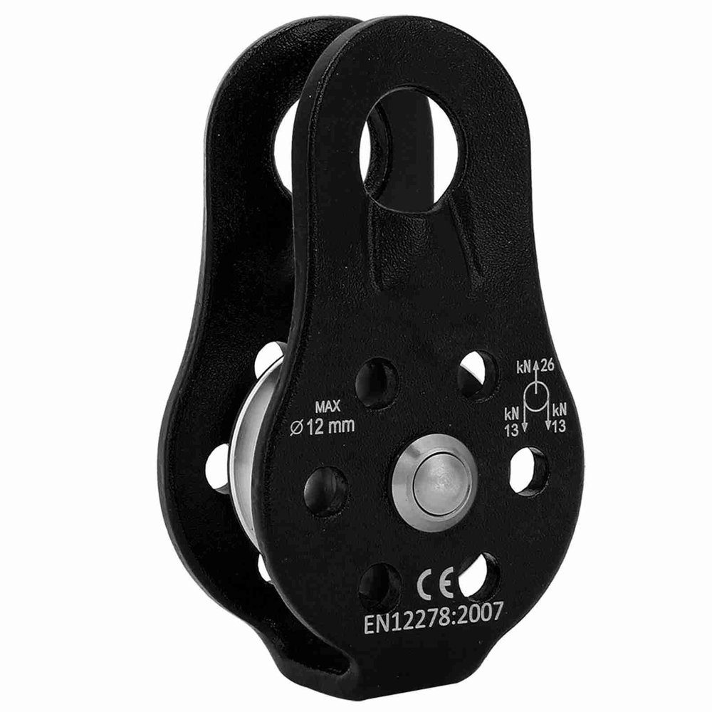 Msiud 26KN Climbing Pulley, Single Rope Pulleys Block Bearing Hole Hitch Outdoor Fixed Mountaineering Ropes Rock Rescue Aloft Work Rappelling Plate General Purpose Sheave Sports Cable Rigging