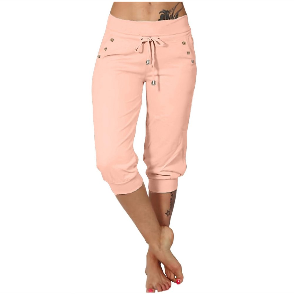 Capri Pants for Women Summer Casual High Waisted Pant Hiking Jogger Pants with Pocket Cinch Bottom Cargo Capris Pants Casual Shorts Outdoor Hiking Pants Lightweight Capris Pants
