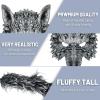 HyperFun Werewolf Costume Halloween Wolf Mask Gloves and Tails Set, Realistic Wolf Costume Cosplay Accessories Kit view 3