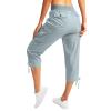 Cargo Capris for Women Casual Drawstring Capris Pants with Pockets Plus Size Quick Dry Hiking Pants Summer Elastic Waist Wide Leg Cropped Pants Baggy Cargo Pants Outdoor Travel Pants for Camping Golf view 4