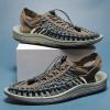 Hhhchpm Men's Wrap Toes Breathable Flat Sandals, Outdoor Beach Slip On Casual Woven Sandals (Beige,12) view 4
