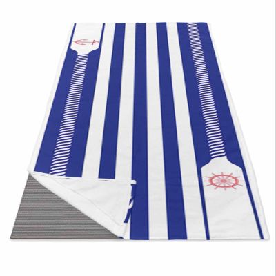 Futuregrace Yoga Towel with Corner Pockets Anchor Rope and Steering Wheel Blue Sweat Absorbent Lightweight Soft Yoga Blanket 26"x70" Hot Yoga Towels for Gym Fitness Workout