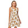 ALAZA Pizza on White Cartoon Women Summer Dresses Casual Sleeveless Sundress with Pockets Tank Dress M view 1