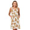 ALAZA Pizza on White Cartoon Women Summer Dresses Casual Sleeveless Sundress with Pockets Tank Dress M view 3