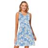 ALAZA Flower White Blue Women Summer Dresses Casual Sleeveless Sundress with Pockets Tank Dress L view 1