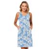 ALAZA Flower White Blue Women Summer Dresses Casual Sleeveless Sundress with Pockets Tank Dress L view 3