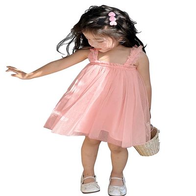 AGQT Baby Girls Tutu Dress Tulle Princess Birthday Dresses for Toddler Ruffle Sleeveless Formal Party Gowns Light Pink Size 9-12 Months