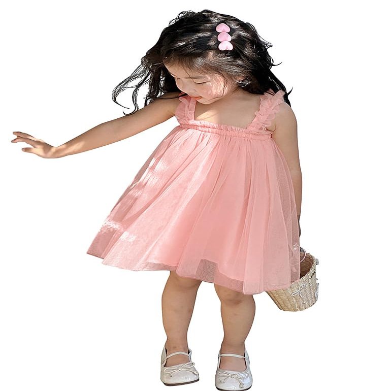 AGQT Baby Girls Tutu Dress Tulle Princess Birthday Dresses for Toddler Ruffle Sleeveless Formal Party Gowns Light Pink Size 9-12 Months