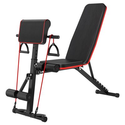 clinmday Adjustable Weight Benches Multi-Function Workout Benches for Home Gym, Workout Benches, Foldable Incline Decline Flat Exercise Benches for Full Body Strength Training Load 600LBS Red Black