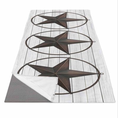 Futuregrace Yoga Towel with Corner Pockets Western Texas Pentagram on Rustic Wooden Borad Sweat Absorbent Lightweight Soft Yoga Blanket 26"x74" Hot Yoga Towels forGym Fitness Workout