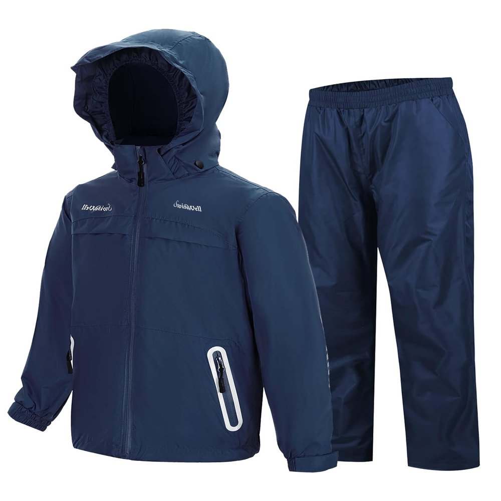 Kids Rain Gear Boys Girls Suit Waterproof Windproof Youth Rain Jacket and Pants Set Windbreak Raincoat for Golf Fishing Hiking Travel School