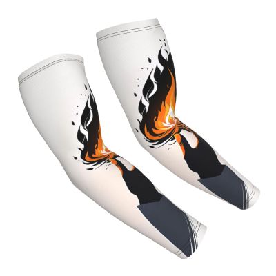 ZhongGuo Fire Flame Hand Printed Compression Arm Sleeves,Cooling Sun Protection Arm Sleeves for Men Women - Outdoor Sports