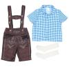 KAGAYD Kids Boys Oktoberfest Costum Lederhosen Suspender Shorts Beer Festival Suit Halloween Dress up (Blue, 2-4 Years) view 2