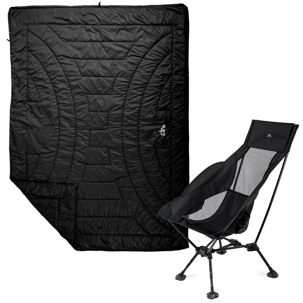 iClimb 1 Anti-Sinking Chair and 1 3M Thinsulate Warm Camping Blanket Bundle, Ultralight Compact for Adults Outdoor Camping Backpacking Hiking Beach Concert