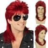 Daiaces Red Mullet Wig for Men 70s 80s Disco Wig Shoulder Length Layered Heat Resistant Synthetic Hair Cosplay Daily Party Halloween view 1