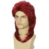 Daiaces Red Mullet Wig for Men 70s 80s Disco Wig Shoulder Length Layered Heat Resistant Synthetic Hair Cosplay Daily Party Halloween view 3