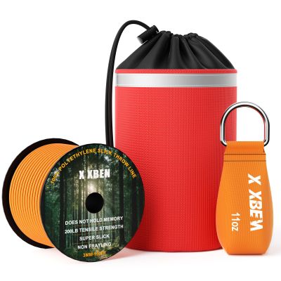X XBEN Arborist Throw Line Kit with Slick Rope & 11 Throw Weight  150 Polyester Rope for Tree Cutting, Trimming, Camping, High Limb Throwing  Reflective Storage Bag, 200LB Tensile Strength