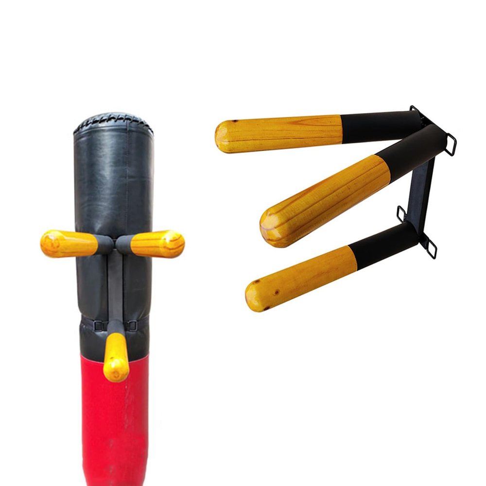 EXCLURA Wing Chun Wooden Dummy for Martial Arts, Traditional Wing Chun Dummies Trainer, 3 Arms Training Dummy Chinese Kong Fu Training Equipment(Color:3 arms Set)