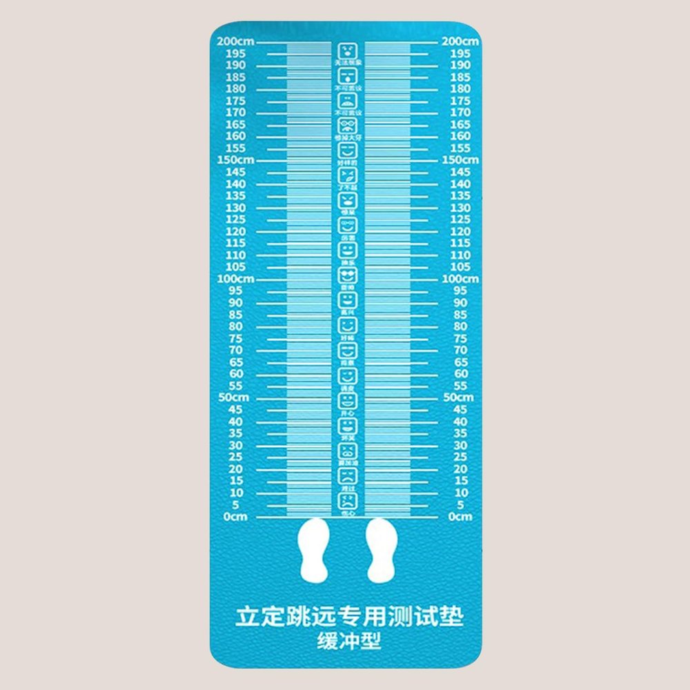 UrbanUp Long Jump Mat Blue Standing Long Jump Exercise Mats with Emoji, PVC Shock Absorbing Jump Rope Pad, Indoor Multi Functional Measure Board for School/Gym(Color:Light Blue)